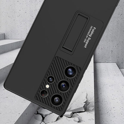 For Samsung Galaxy S25 Ultra 5G GKK Ultra-thin Shockproof Phone Case with Holder / Pen(Black)
