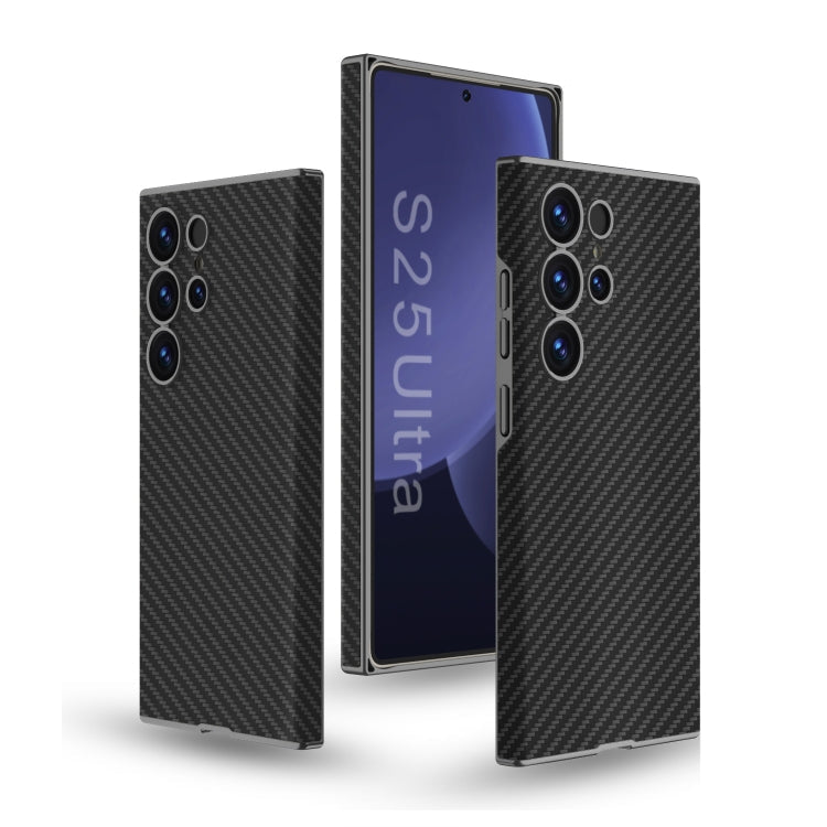 Pour Samsung Galaxy S25 Ultra 5G GKK Étui de téléphone incurvé en cuir au toucher (fibre de carbone)