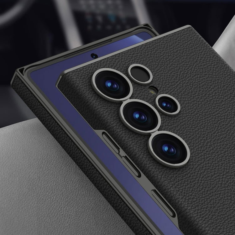Pour Samsung Galaxy S25 Ultra 5G GKK Étui de téléphone incurvé en cuir au toucher (fibre de carbone)