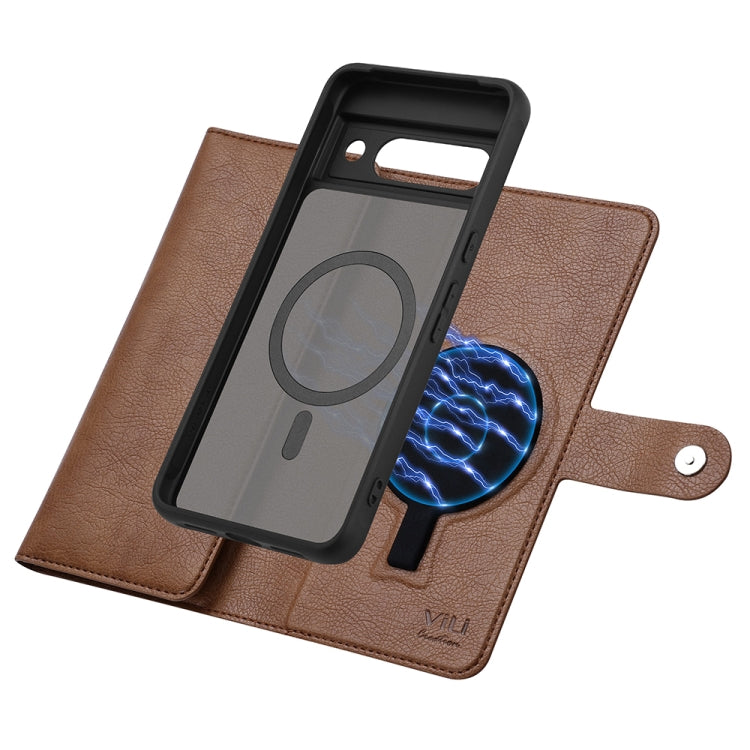 For Google Pixel 8a ViLi GVB Series MagSafe Magnetic RFID Leather Phone Case(Brown)