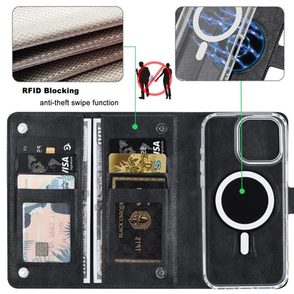 For iPhone 16 Pro Max ViLi GVS-C Series MagSafe Magnetic RFID Leather Flip Phone Case(Black)