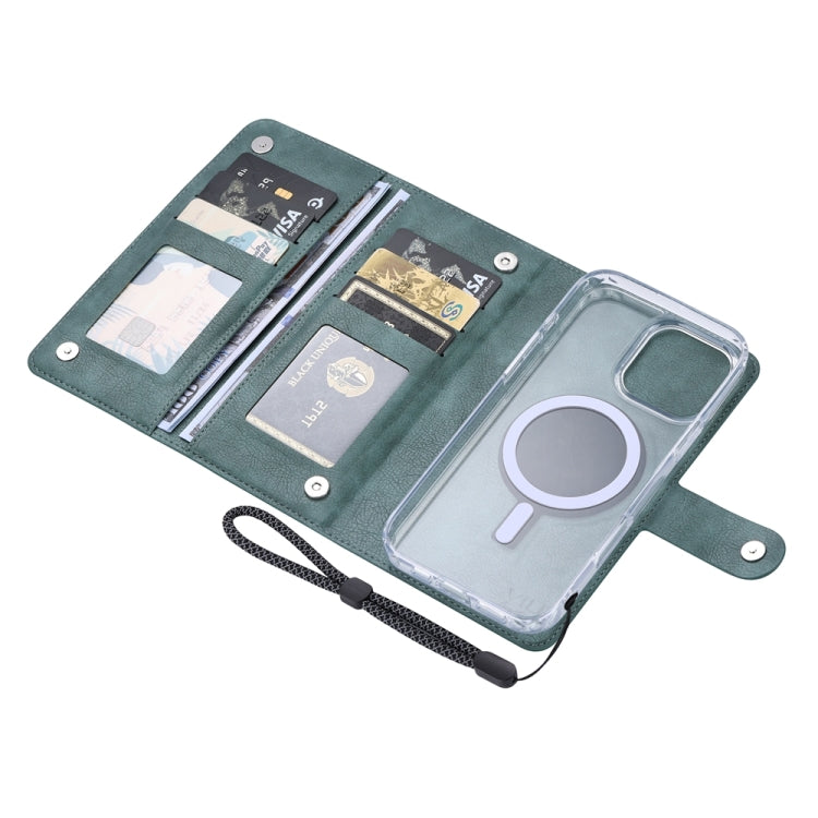 For iPhone 16 Pro Max ViLi GVS-C Series MagSafe Magnetic RFID Leather Flip Phone Case(Green)