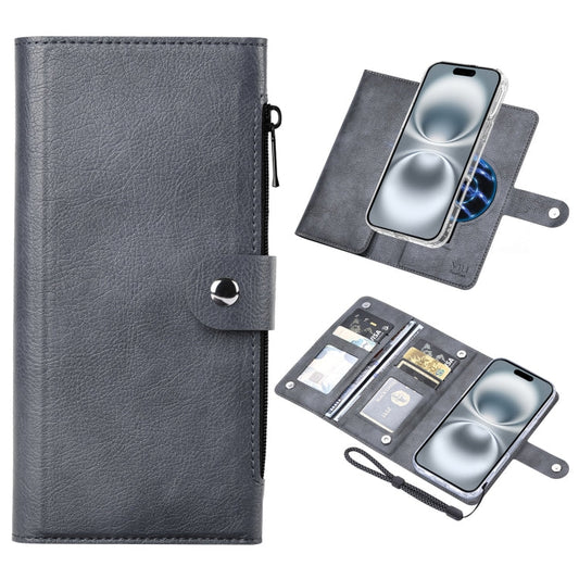 For iPhone 16 ViLi GVS-C Series MagSafe Magnetic RFID Leather Flip Phone Case(Grey)