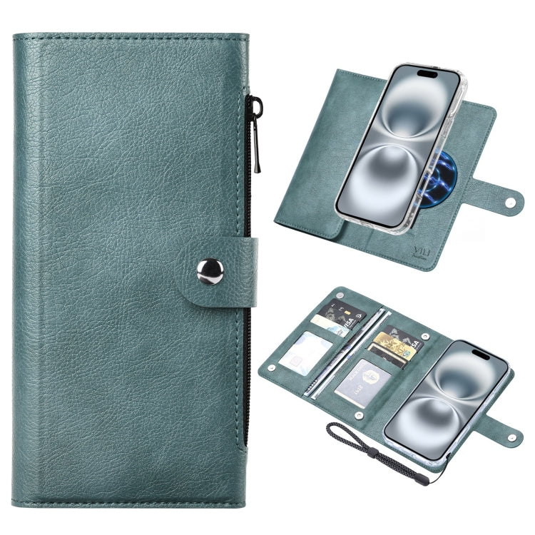 For iPhone 16 ViLi GVS-C Series MagSafe Magnetic RFID Leather Flip Phone Case(Green)