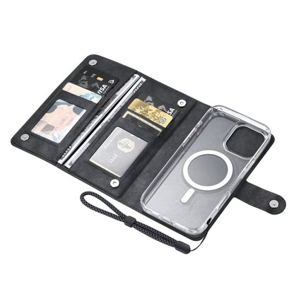 For iPhone 15 Pro Max ViLi GVS-C Series MagSafe Magnetic RFID Leather Flip Phone Case(Black)
