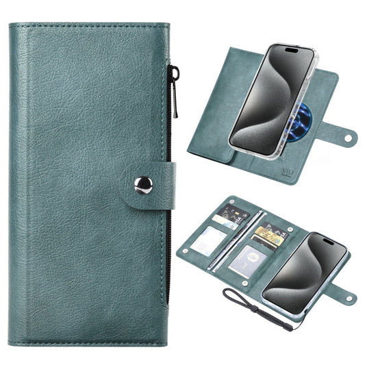 For iPhone 15 Pro Max ViLi GVS-C Series MagSafe Magnetic RFID Leather Flip Phone Case(Green)