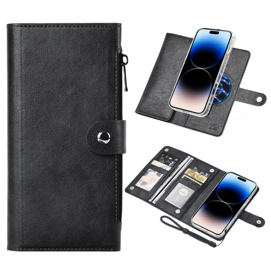 Pour iPhone 14 Pro Max Étui de téléphone en cuir à rabat magnétique MagSafe série ViLi GVS-C (noir)