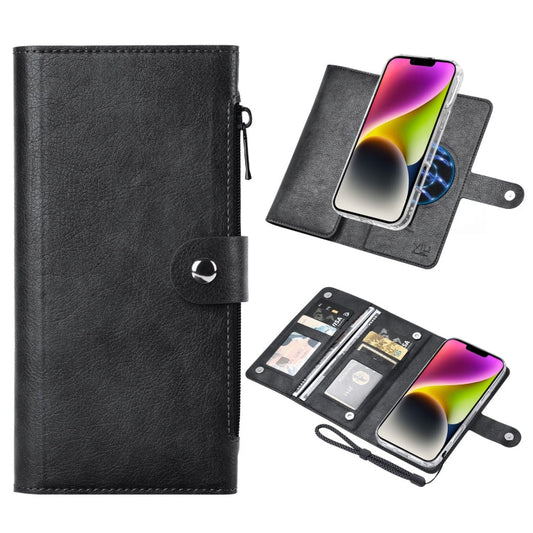 Pour iPhone 14 Plus Étui portefeuille en cuir magnétique RFID MagSafe série ViLi GVS-C (noir)
