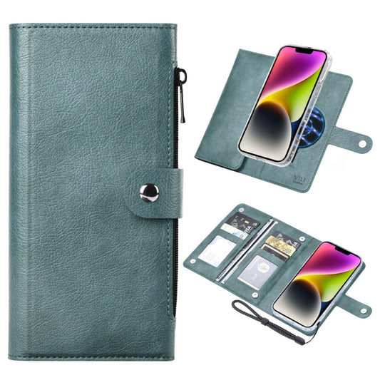 Pour iPhone 14 Plus Étui portefeuille en cuir magnétique RFID ViLi série GVS-C (vert)
