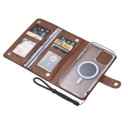For iPhone 14 ViLi GVS-C Series MagSafe Magnetic RFID Leather Flip Phone Case(Brown)