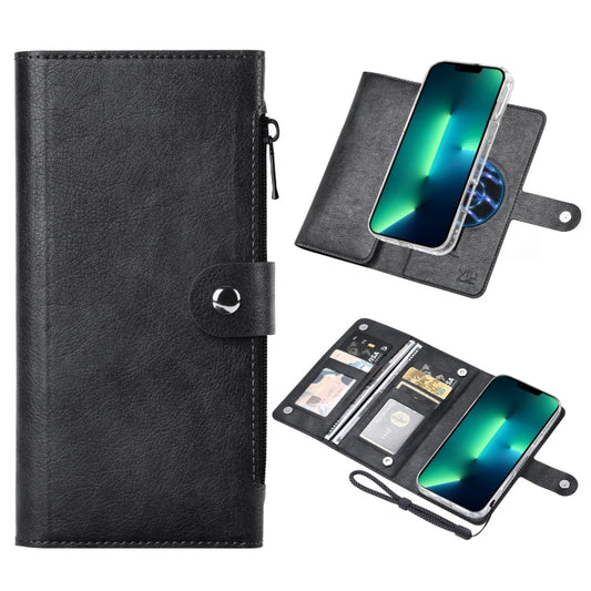 Pour iPhone 13 Pro Max Étui portefeuille en cuir magnétique RFID ViLi GVS-C compatible MagSafe (noir)