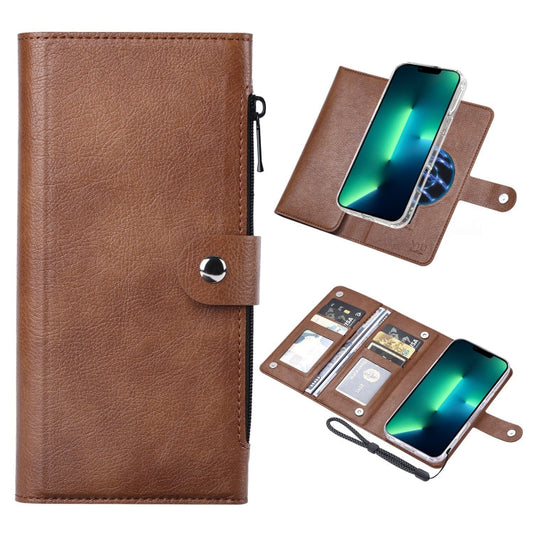 Pour iPhone 13 Pro Max Étui de téléphone à rabat en cuir magnétique RFID ViLi GVS-C Series MagSafe (Marron)