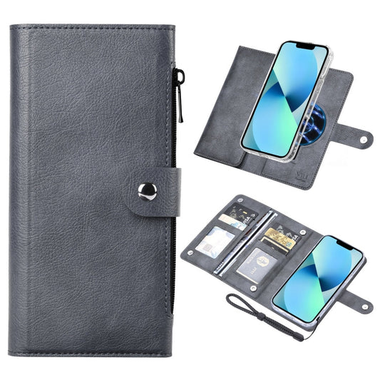 Pour iPhone 13 Étui portefeuille en cuir magnétique RFID ViLi GVS-C Series MagSafe (Gris)