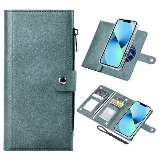 Pour iPhone 13 Étui portefeuille en cuir magnétique RFID MagSafe série ViLi GVS-C (vert)