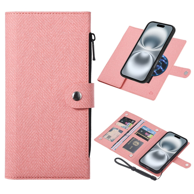 Pour iPhone 16 Plus Étui de Téléphone en Cuir Magnétique RFID ViLi GBS Series MagSafe (Rose)