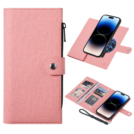Pour iPhone 14 Pro Max ViLi GBS Series Étui de téléphone à rabat magnétique en cuir RFID MagSafe (rose)