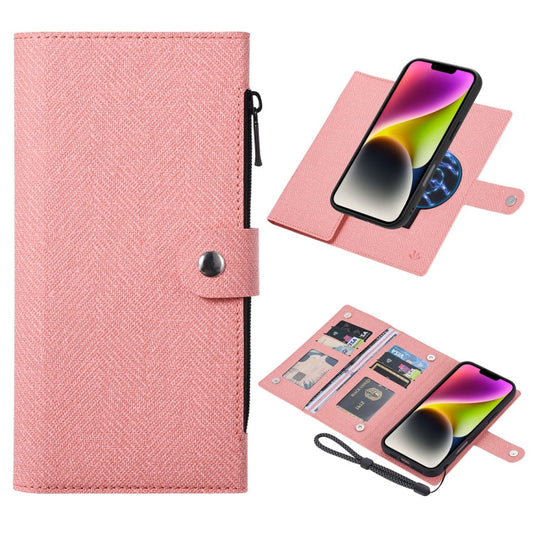 Pour iPhone 14 Plus ViLi GBS Series MagSafe Étui portefeuille magnétique en cuir avec protection RFID (Rose)