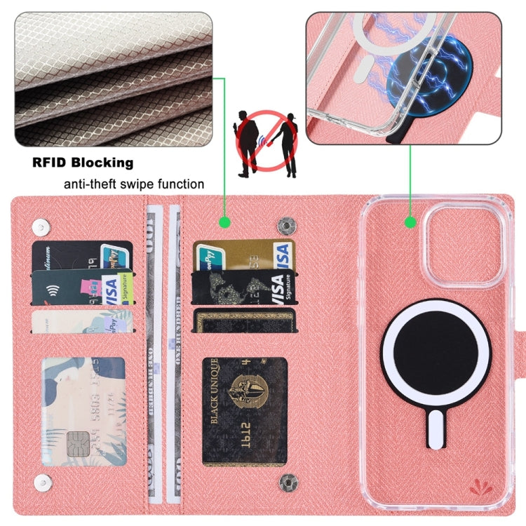 For iPhone 15 Pro Max ViLi GBS-C Series MagSafe Magnetic RFID Leather Flip Phone Case(Pink)