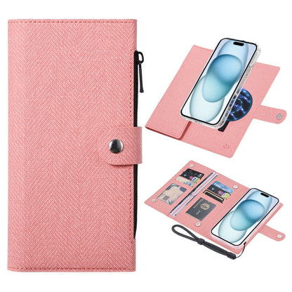 For iPhone 15 ViLi GBS-C Series MagSafe Magnetic RFID Leather Flip Phone Case(Pink)