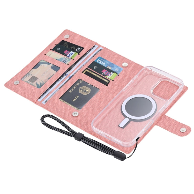For iPhone 15 ViLi GBS-C Series MagSafe Magnetic RFID Leather Flip Phone Case(Pink)