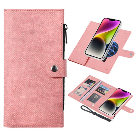 Pour iPhone 14 Plus Étui de téléphone en cuir magnétique RFID ViLi GBS-C Series MagSafe (rose)