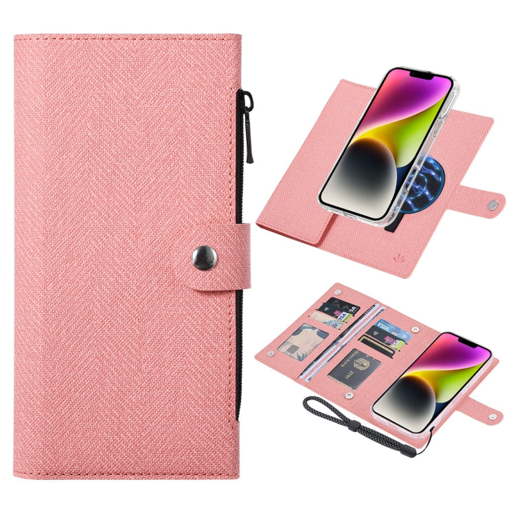 For iPhone 14 ViLi GBS-C Series MagSafe Magnetic RFID Leather Flip Phone Case(Pink)