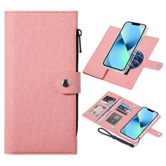 Pour iPhone 13 ViLi GBS-C Series MagSafe Étui portefeuille magnétique en cuir avec protection RFID (Rose)