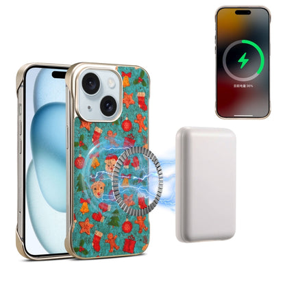 For iPhone 15 Denior A18 Paint MagSafe Phone Case(Christmas)