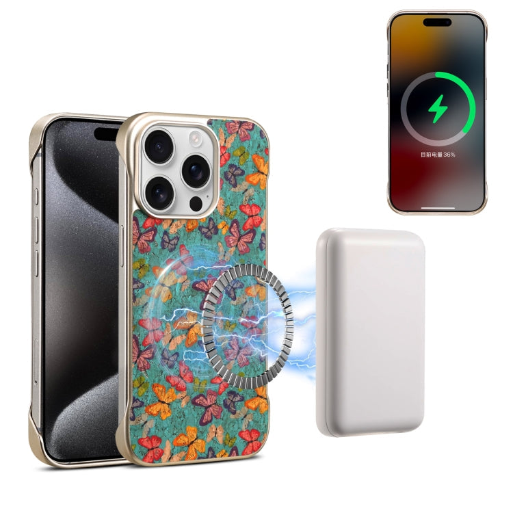 Pour iPhone 15 Pro Denior A18 Étui de téléphone MagSafe peint (Papillons)