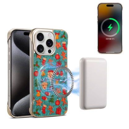 For iPhone 15 Pro Denior A18 Paint MagSafe Phone Case(Christmas)