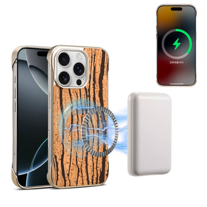 For iPhone 16 Pro Max Denior A18 WoodenPaint MagSafe Phone Case(Tree Pattern)