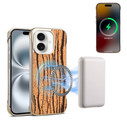For iPhone 16 Denior A18 WoodenPaint MagSafe Phone Case(Tree Pattern)