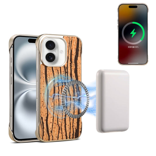 Coque de Téléphone MagSafe en Bois Peint Denior A18 pour iPhone 16 (Motif Arbre)