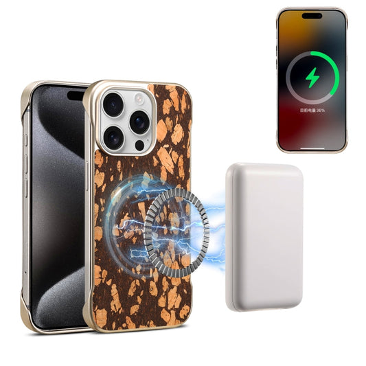For iPhone 15 Pro Max Denior A18 WoodenPaint MagSafe Phone Case(Brown)
