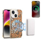 Pour iPhone 15 Plus / 14 Plus Denior A18 Coque de Téléphone MagSafe Effet Bois Peint (Papillons)