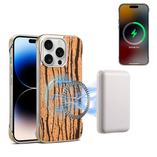 Pour coque de téléphone MagSafe Denior A18 WoodenPaint pour iPhone 14 Pro (motif arbre)