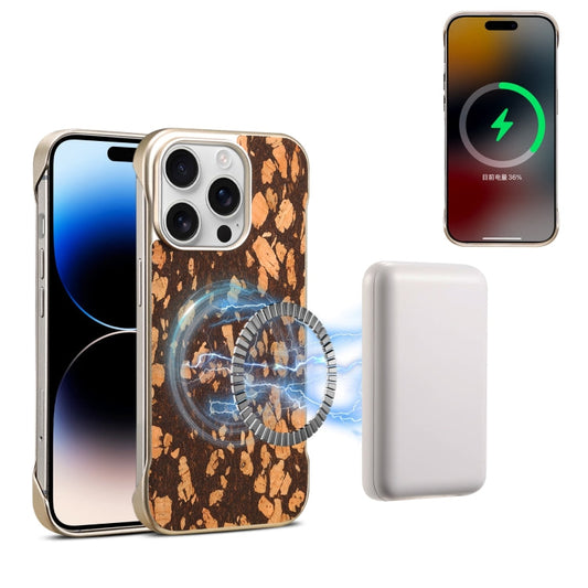 Pour coque de téléphone MagSafe en bois Denior A18 pour iPhone 14 Pro Max (marron)