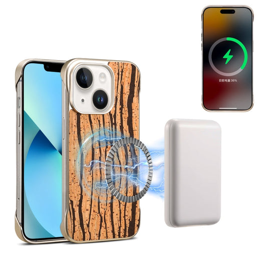 Pour iPhone 14 / 13 Étui de téléphone Denior A18 WoodenPaint MagSafe (motif arbre)