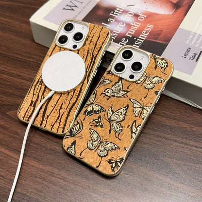 For iPhone 14 Pro Denior A18 WoodenPaint MagSafe Phone Case(Brown)