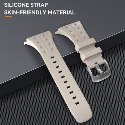 Pour Apple Watch Series 11 / 10 46mm Coque Métallique RedPepper Armor avec Bracelet Intégré en Silicone (Blanc Acier)