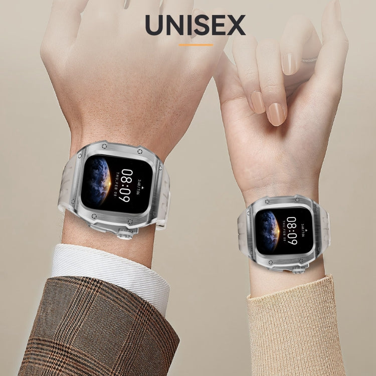 Pour Apple Watch Series 11 / 10 46mm Coque Métallique RedPepper Armor avec Bracelet Intégré en Silicone (Blanc Acier)