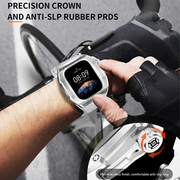 Pour Apple Watch Series 11 / 10 46mm Coque Métallique RedPepper Armor avec Bracelet Intégré en Silicone (Blanc Acier)