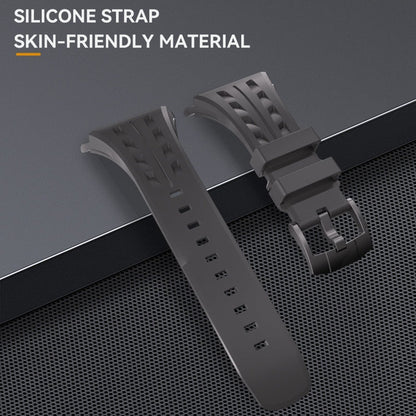 For Apple Watch Series 11 / 10 46mm RedPepper Armor Metal Case Integrated Silicone Watch Band(Black)