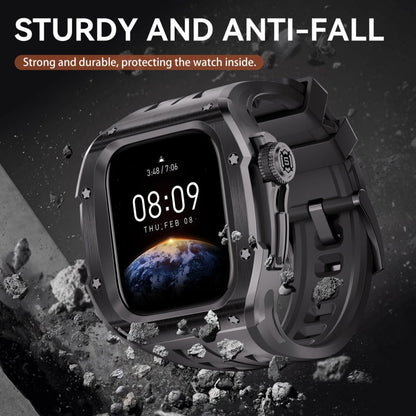 For Apple Watch Series 11 / 10 46mm RedPepper Armor Metal Case Integrated Silicone Watch Band(Black)