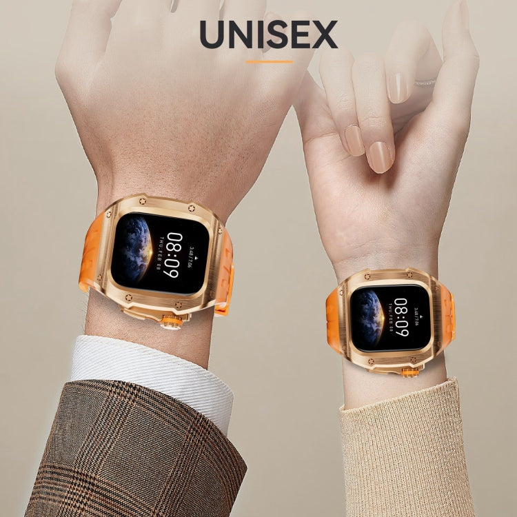 For Apple Watch Series 11 / 10 46mm RedPepper Armor Metal Case Integrated Silicone Watch Band(Rose Gold Orange)