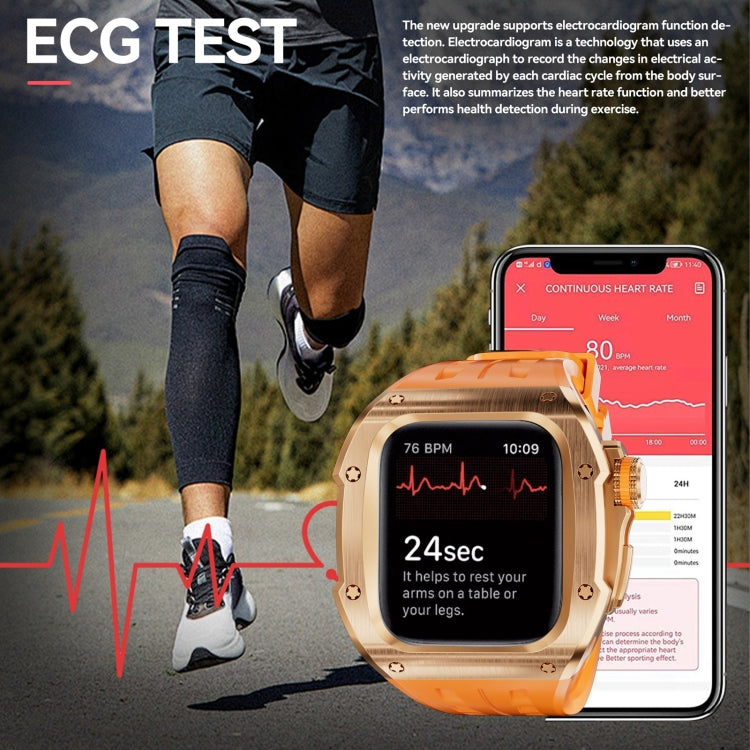 For Apple Watch Series 11 / 10 46mm RedPepper Armor Metal Case Integrated Silicone Watch Band(Rose Gold Orange)