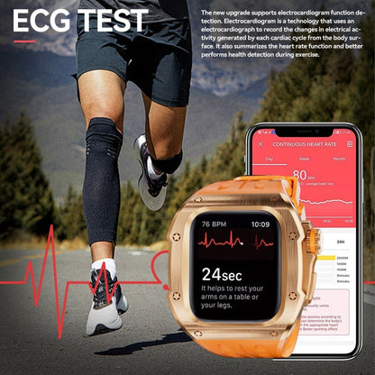 For Apple Watch Series 11 / 10 46mm RedPepper Armor Metal Case Integrated Silicone Watch Band(Rose Gold Orange)