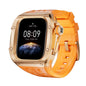 For Apple Watch Series 11 / 10 46mm RedPepper Armor Metal Case Integrated Silicone Watch Band(Rose Gold Orange)
