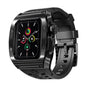 For Apple Watch 44mm / 45mm RedPepper Armor Metal Case Integrated Silicone Watch Band(Black)