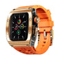 For Apple Watch 44mm / 45mm RedPepper Armor Metal Case Integrated Silicone Watch Band(Rose Gold Orange)